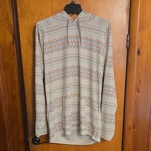 Howler Brothers Cream Hoodie with Blue and Orange Swirls
